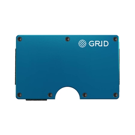 Grid Wallet Aluminum Wallet with Money Clip, Blue ALUBL-CLIP